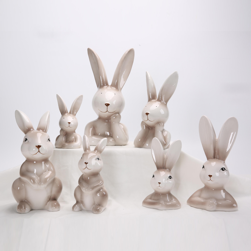 Nordischer Goldhase Keramik Ornament Osterdekoration Niedliche Miniatur Tischkunst Tier Schreibtisch Ornament Kawaii Zimmer Dekor Home 2