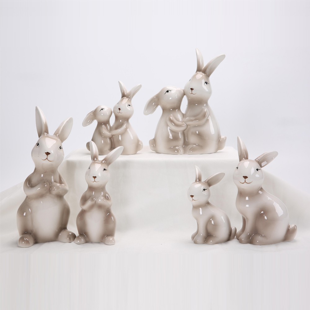 Nordischer Goldhase Keramik Ornament Osterdekoration Niedliche Miniatur Tischkunst Tier Schreibtisch Ornament Kawaii Zimmer Dekor Home 1