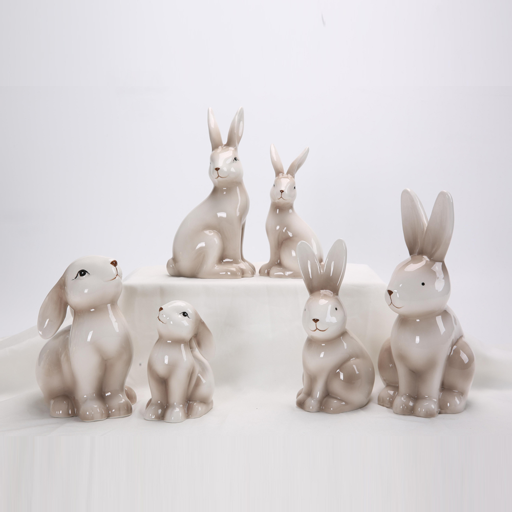 Nordischer Goldhase Keramik Ornament Osterdekoration Niedliche Miniatur Tischkunst Tier Schreibtisch Ornament Kawaii Zimmer Dekor Home 4