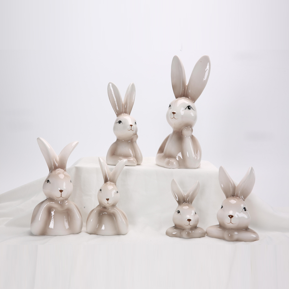 Nordischer Goldhase Keramik Ornament Osterdekoration Niedliche Miniatur Tischkunst Tier Schreibtisch Ornament Kawaii Zimmer Dekor Home 9