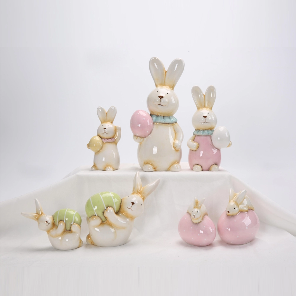 Figuras de cerámica de conejo de Pascua, regalo de porcelana, estatua nórdica moderna de animal, decoración 1