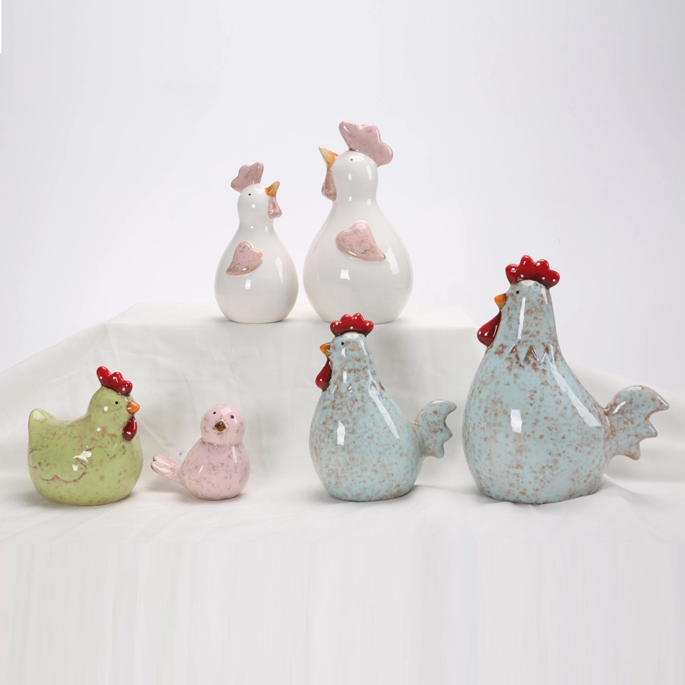 Estatua de cerámica de gallina, gallo, pollo, aves de corral, artesanía, decoración, mascota de Pascua, Orops 1