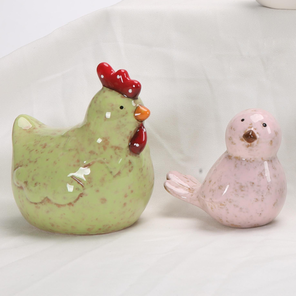 Keramik Henne Hahn Huhn Geflügel Handwerk Dekor Ostern Charme Maskottchen Orops Statue Decor 7
