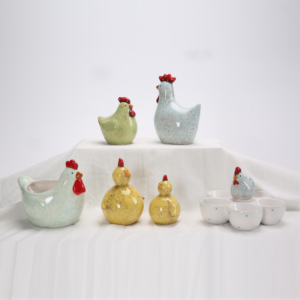 Keramik Henne Hahn Huhn Geflügel Handwerk Dekor Ostern Charme Maskottchen Orops Statue Decor 6