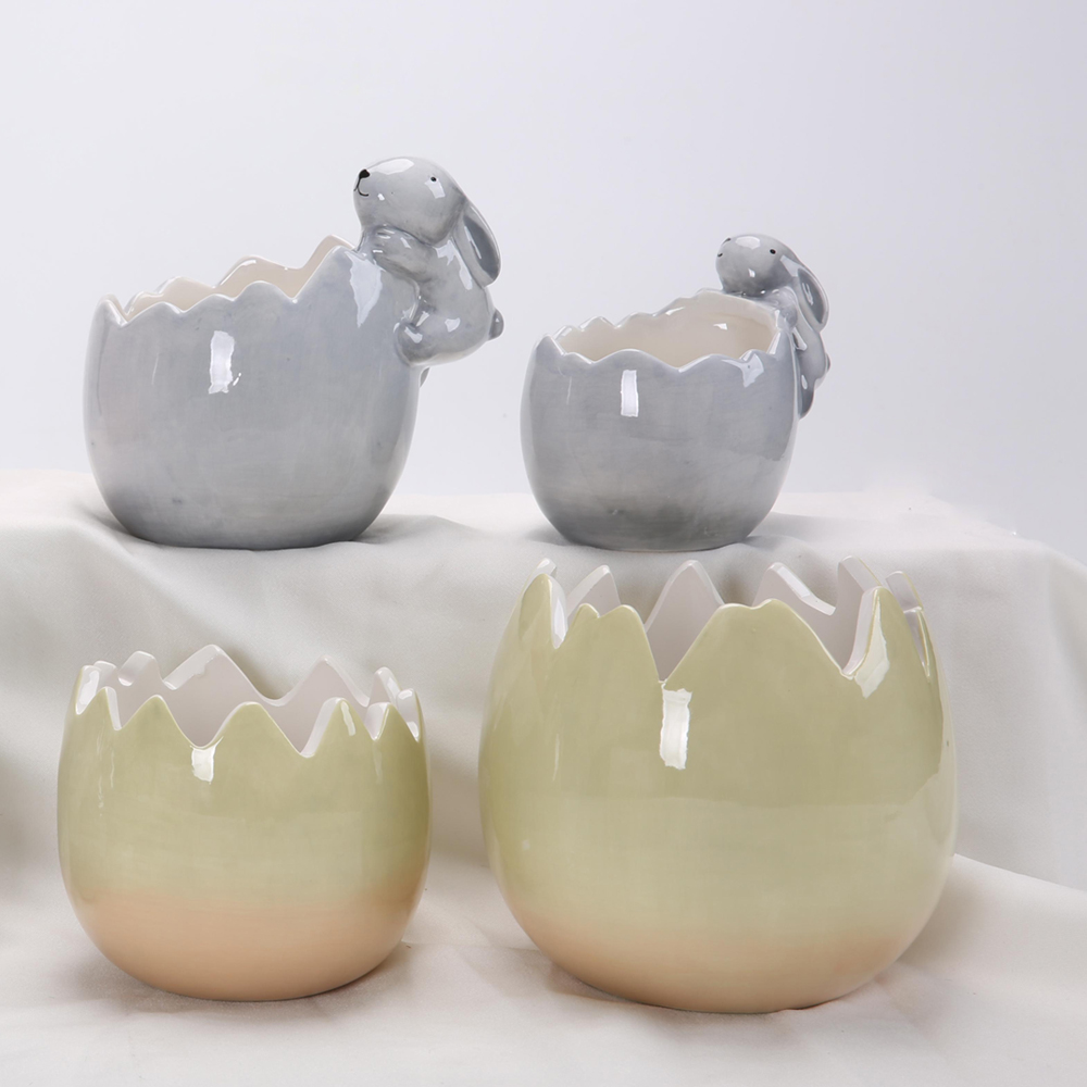 Neues Design Osterhasen-Dekor Keramik-Kaninchen-Statue Ornament Hase Vorratsglas Kleinigkeiten Wohnkultur 3