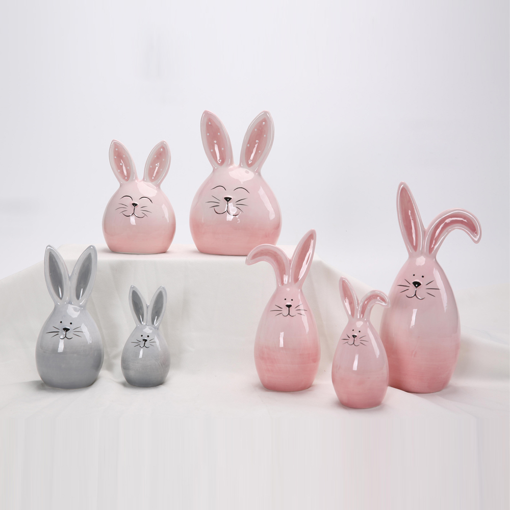 Neues Design Osterhasen-Dekor Keramik-Kaninchen-Statue Ornament Hase Vorratsglas Kleinigkeiten Wohnkultur 6