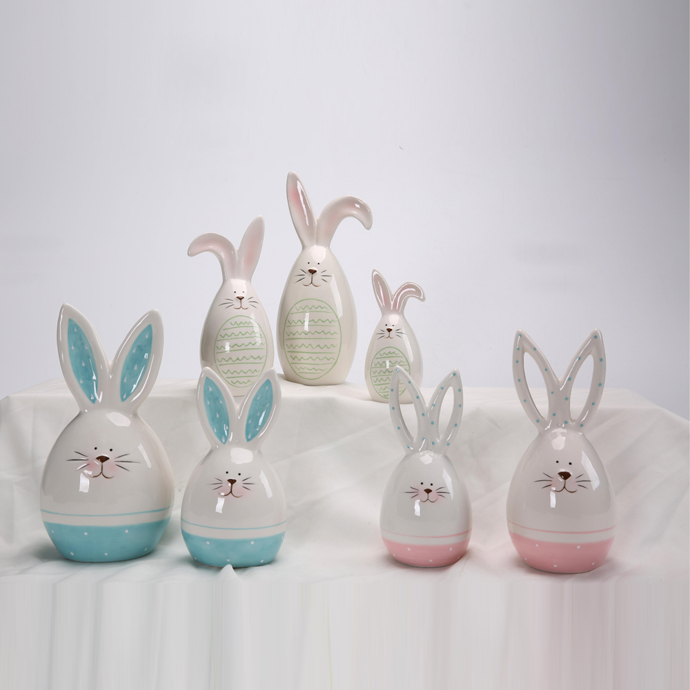 Neues Design Osterhasen-Dekor Keramik-Kaninchen-Statue Ornament Hase Vorratsglas Kleinigkeiten Wohnkultur 9