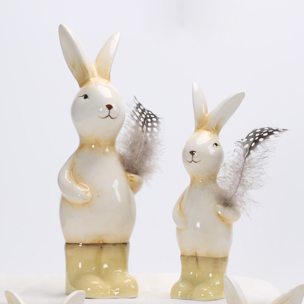 Großhandel Kaninchenstatuen Keramik Kreatives Handwerk Flash Handbemalte Tierdekor Osterdekorationen 3