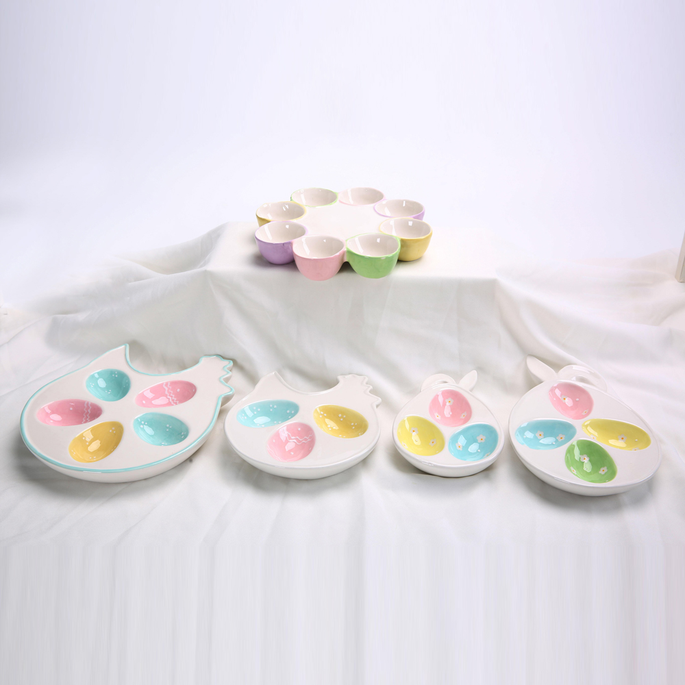 Bandeja de huevos de cerámica con forma de conejo creativo de fábrica, decoración de mesa para sala de estar, decoración del hogar, accesorios de cocina 3