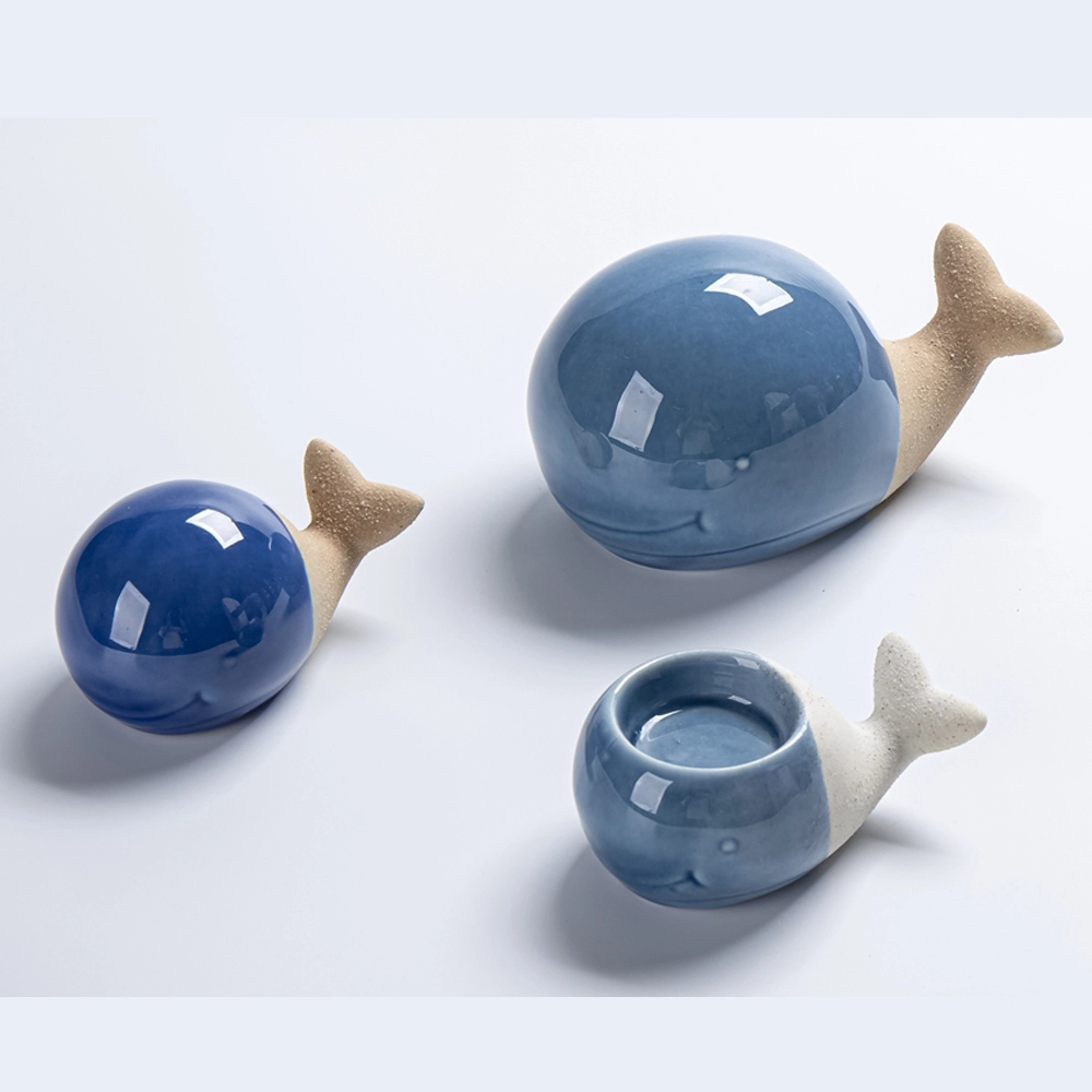 Wholesale Ceramic Ocean Whale Candlestick Creative Aromatherapy Stove Ceramic Crafts 1