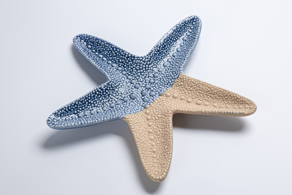 Bandeja de cerámica con forma de estrella de mar oceánica para guardar joyas, aretes, anillos, pulseras y otros objetos pequeños. 2