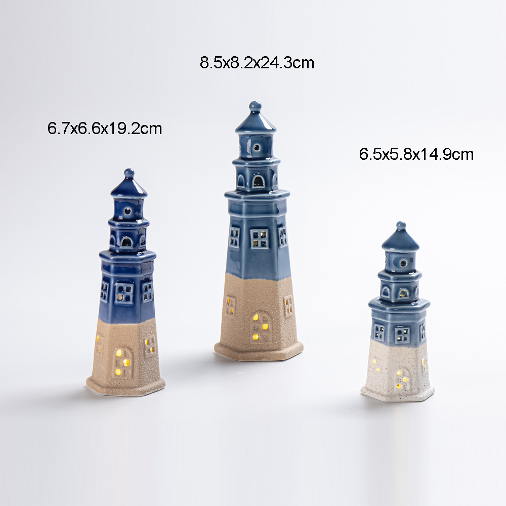 Nuevo diseño de faro con destellos oceánicos LED, figura de cerámica, artesanías, decoración del hogar, decoración oceánica 4