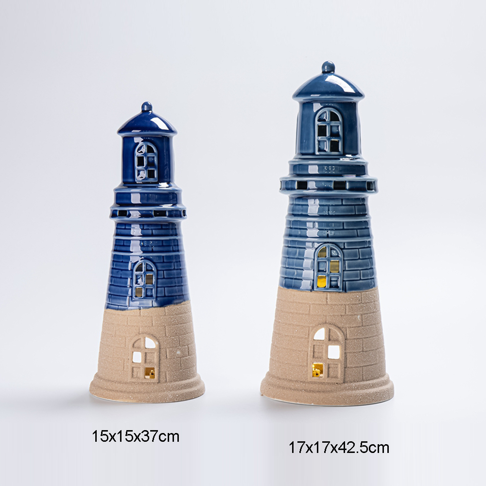 Nuevo diseño de faro con destellos oceánicos LED, figura de cerámica, artesanías, decoración del hogar, decoración oceánica 3