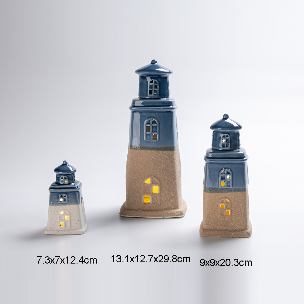 Nuevo diseño de faro con destellos oceánicos LED, figura de cerámica, artesanías, decoración del hogar, decoración oceánica 2