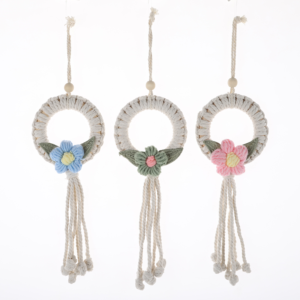 Decoración de pared con flores hechas a mano para primavera, Pascua, boda, macramé, adornos bohemios 1