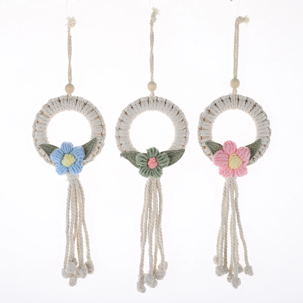 Decoración de pared con flores hechas a mano para primavera, Pascua, boda, macramé, adornos bohemios 1