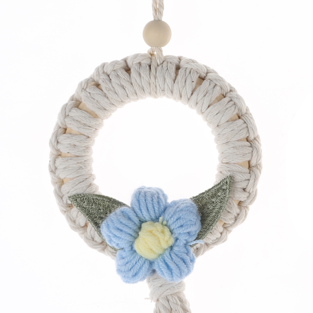 Decoración de pared con flores hechas a mano para primavera, Pascua, boda, macramé, adornos bohemios 4