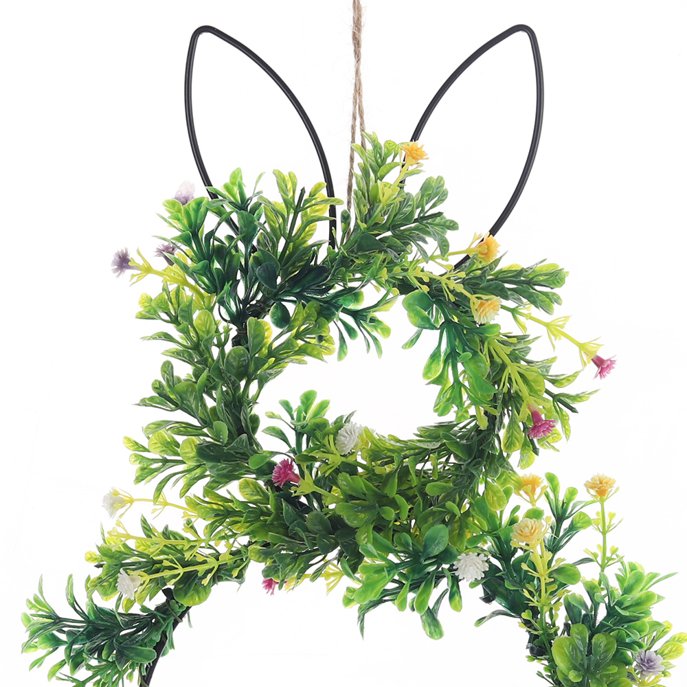 Corona de flores artificiales con forma de conejito de Pascua para decorar la pared, la ventana y la puerta principal del hogar. 6