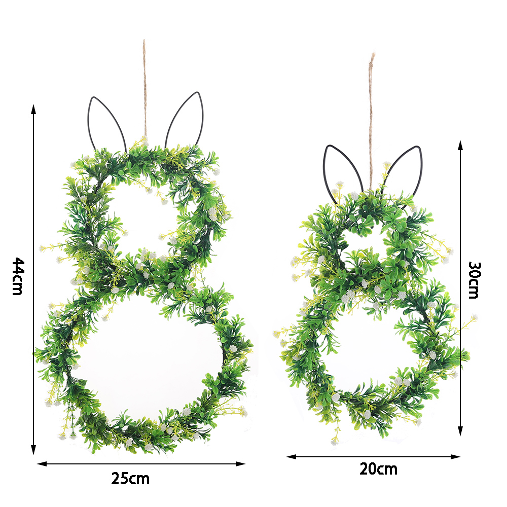 Corona de flores artificiales con forma de conejito de Pascua para decorar la pared, la ventana y la puerta principal del hogar. 3