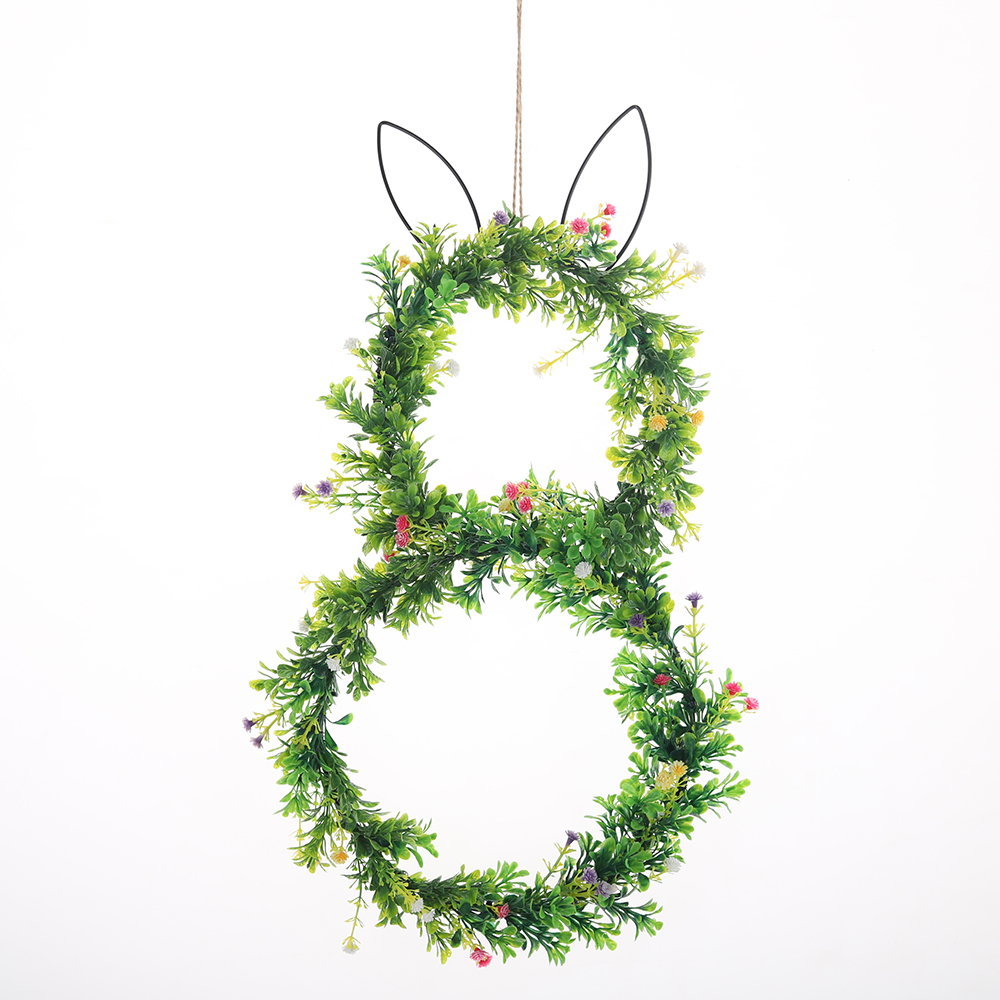 Corona de flores artificiales con forma de conejito de Pascua para decorar la pared, la ventana y la puerta principal del hogar. 5