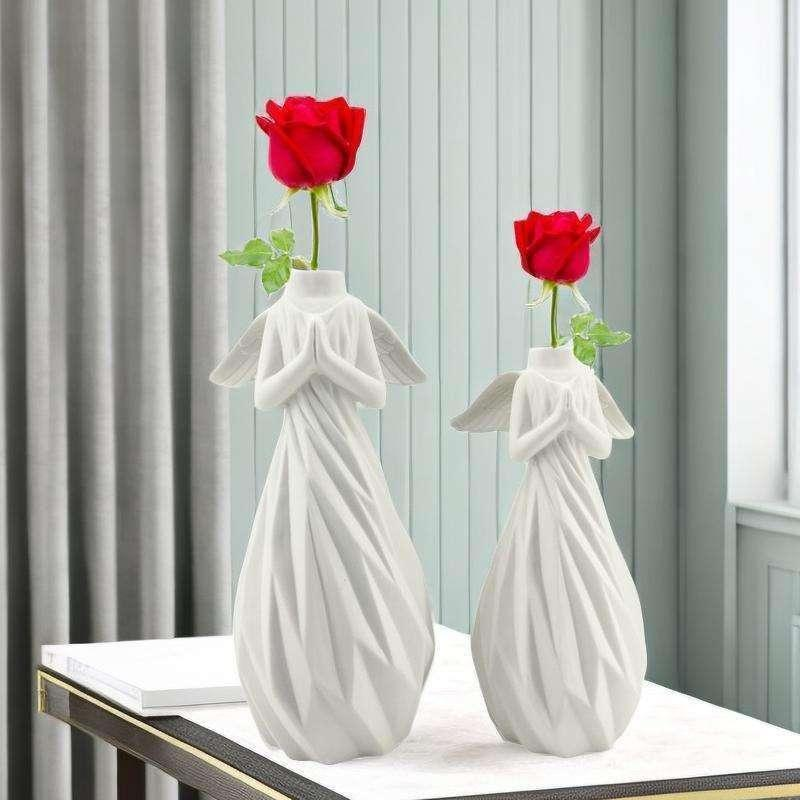 Ángel de oración hueco de cerámica creativo con luz LED, decoración personalizada europea para Navidad y Pascua, carillón de viento 3