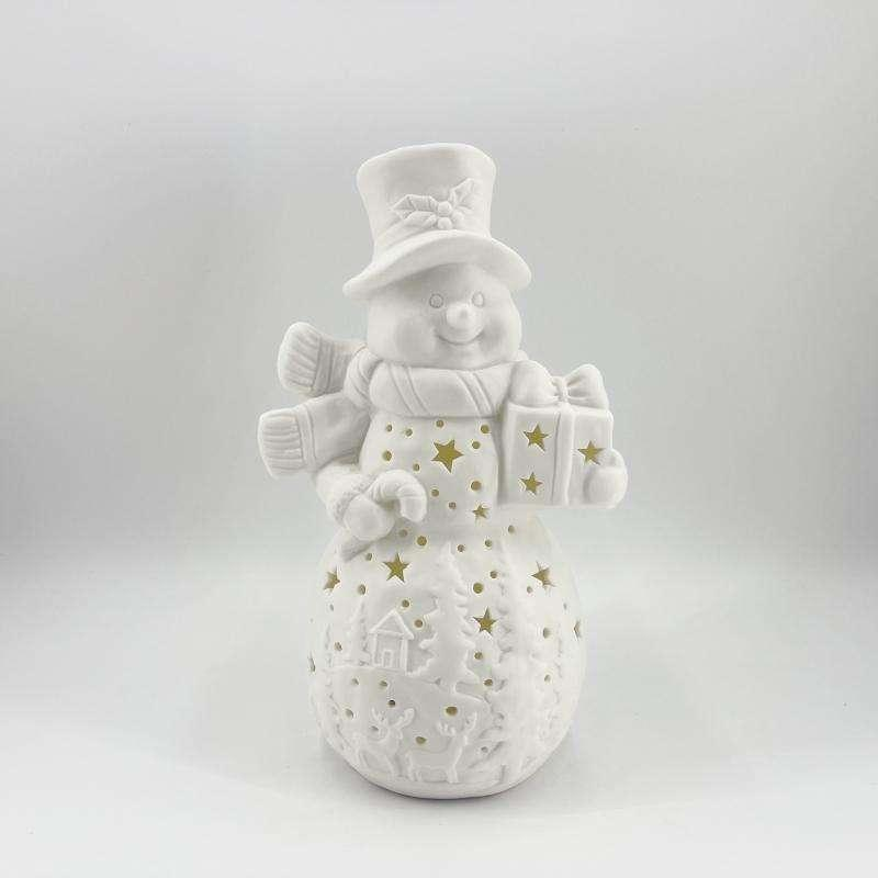 Neues Design Weihnachtskeramikdekor Kreativer Weihnachtsmann Elch Schneemann LED Dekor Nachttisch Nachtlicht 6