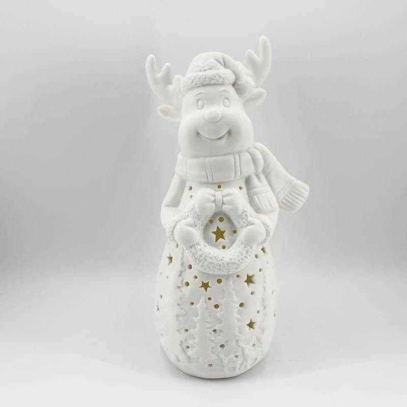 Neues Design Weihnachtskeramikdekor Kreativer Weihnachtsmann Elch Schneemann LED Dekor Nachttisch Nachtlicht 5