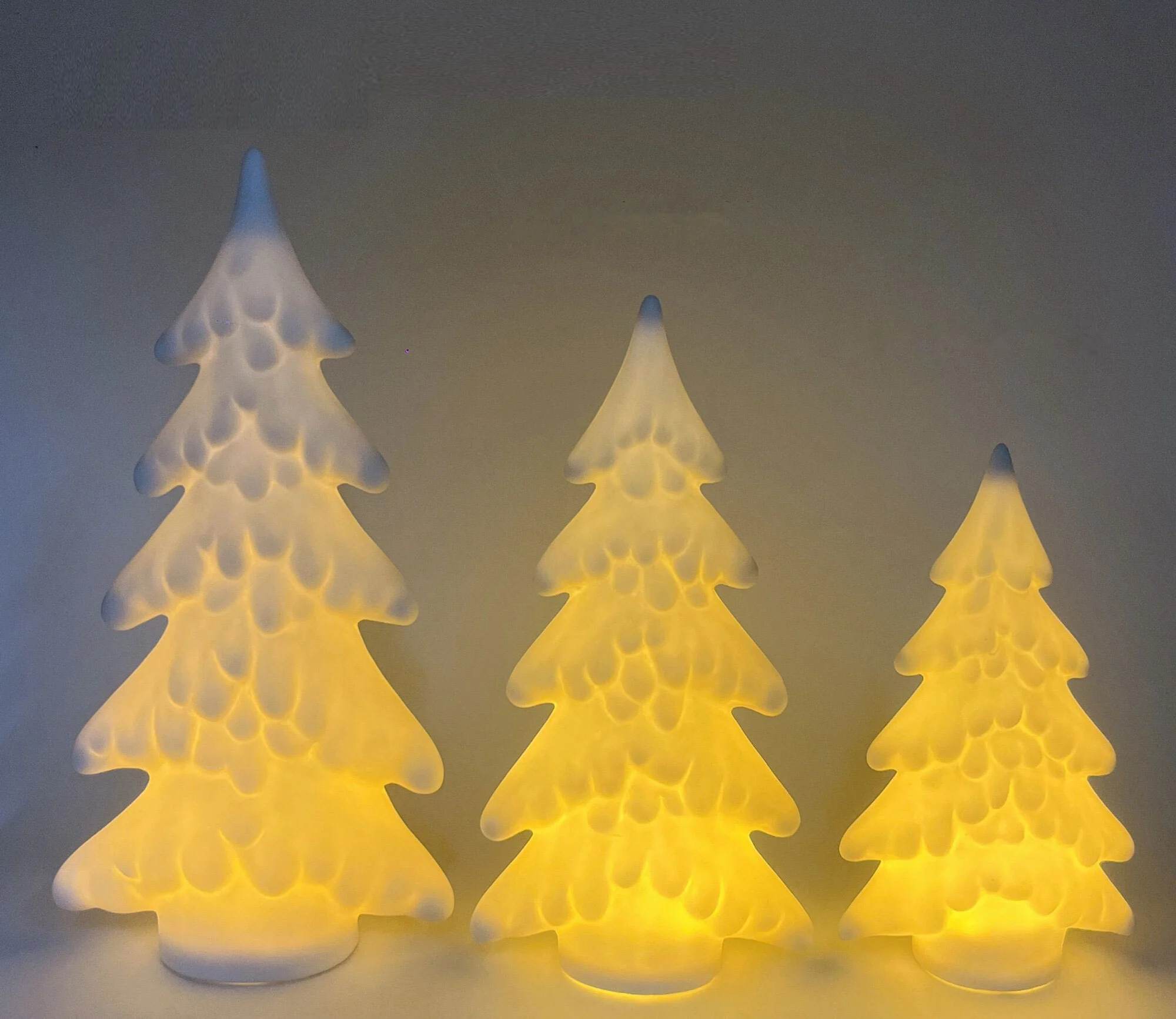 Ceramic Tree LED Tree Night Light Christmas Tree Lights With Star Toppers Vintage For Table Desk Classic Christmas Decoration 1