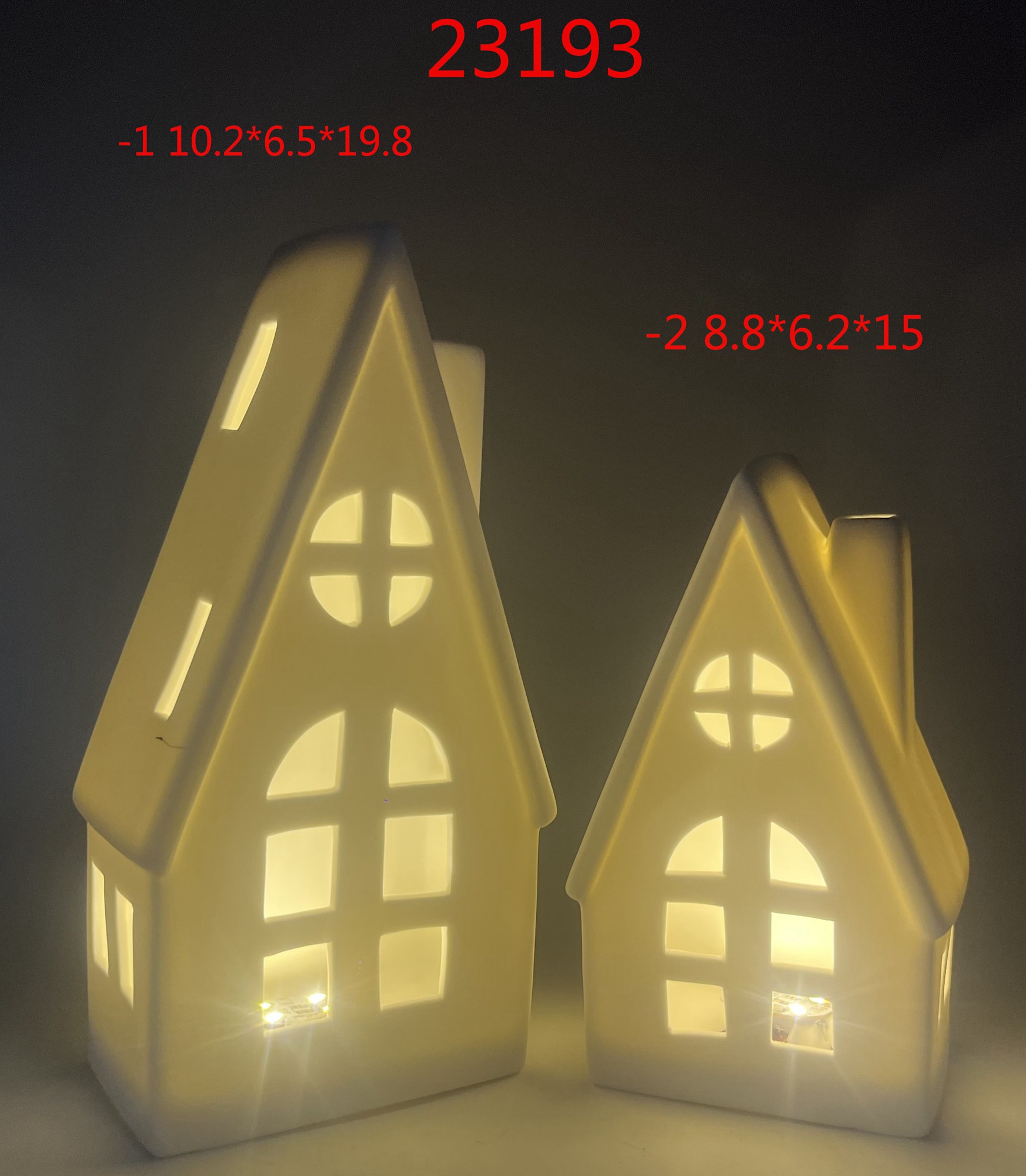 Weißes Porzellan Weihnachten LED beleuchtete weiße Häuser Dekor Miniatur Weihnachten Dorf Häuser Schneeflocke weiß leuchtende Schloss 7