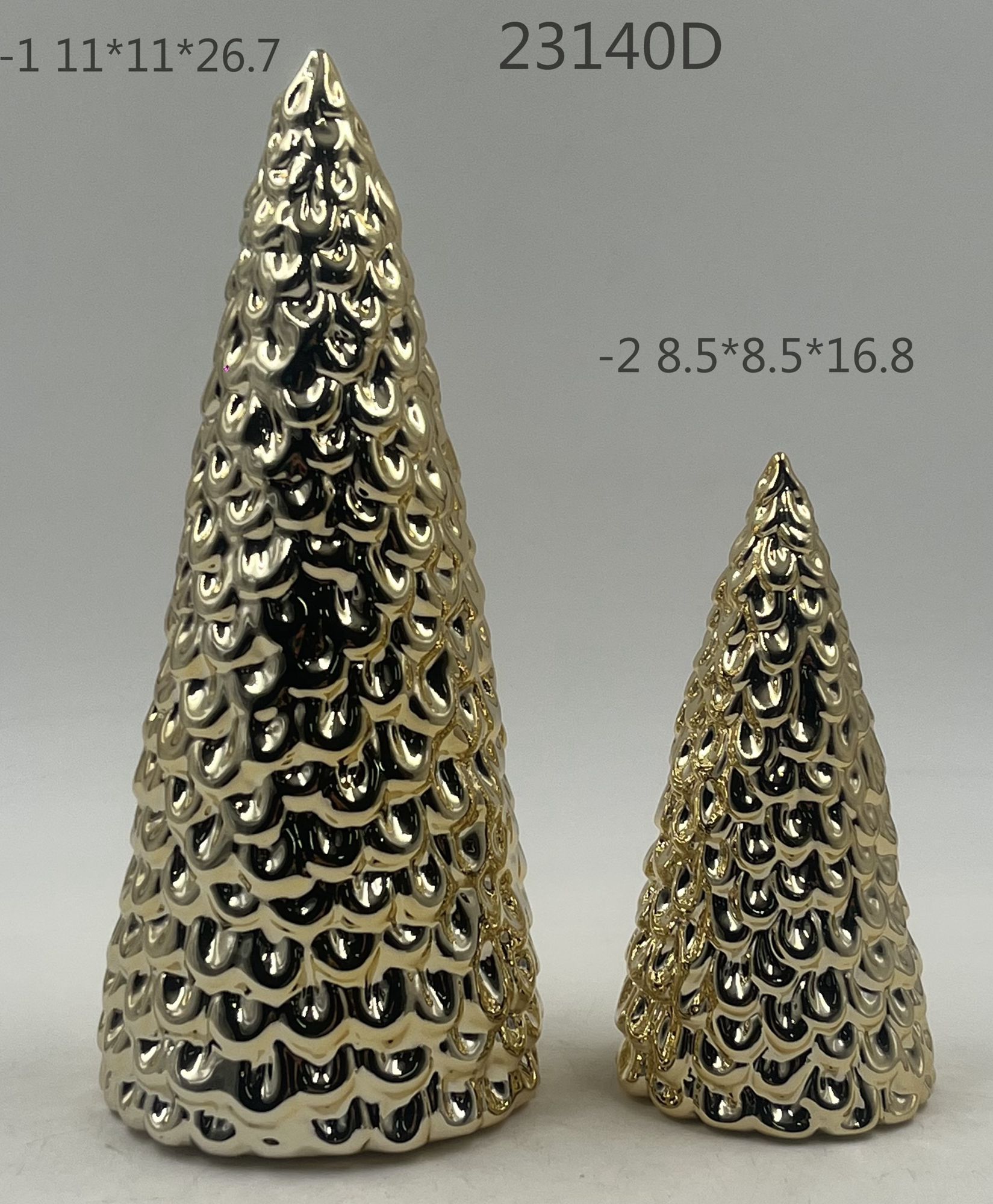 Árbol de Navidad de cerámica dorada con diseño de simplicidad nórdica, ideal para decorar el hogar, la sala de estar y el regalo. 2