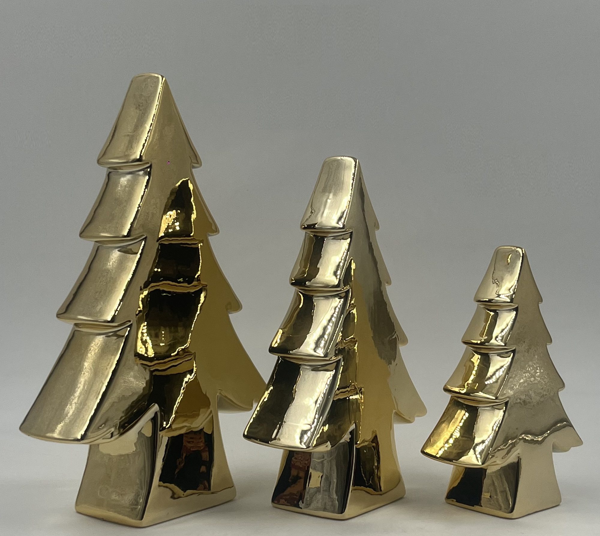 Árbol de Navidad de cerámica dorada con diseño de simplicidad nórdica, ideal para decorar el hogar, la sala de estar y el regalo. 1