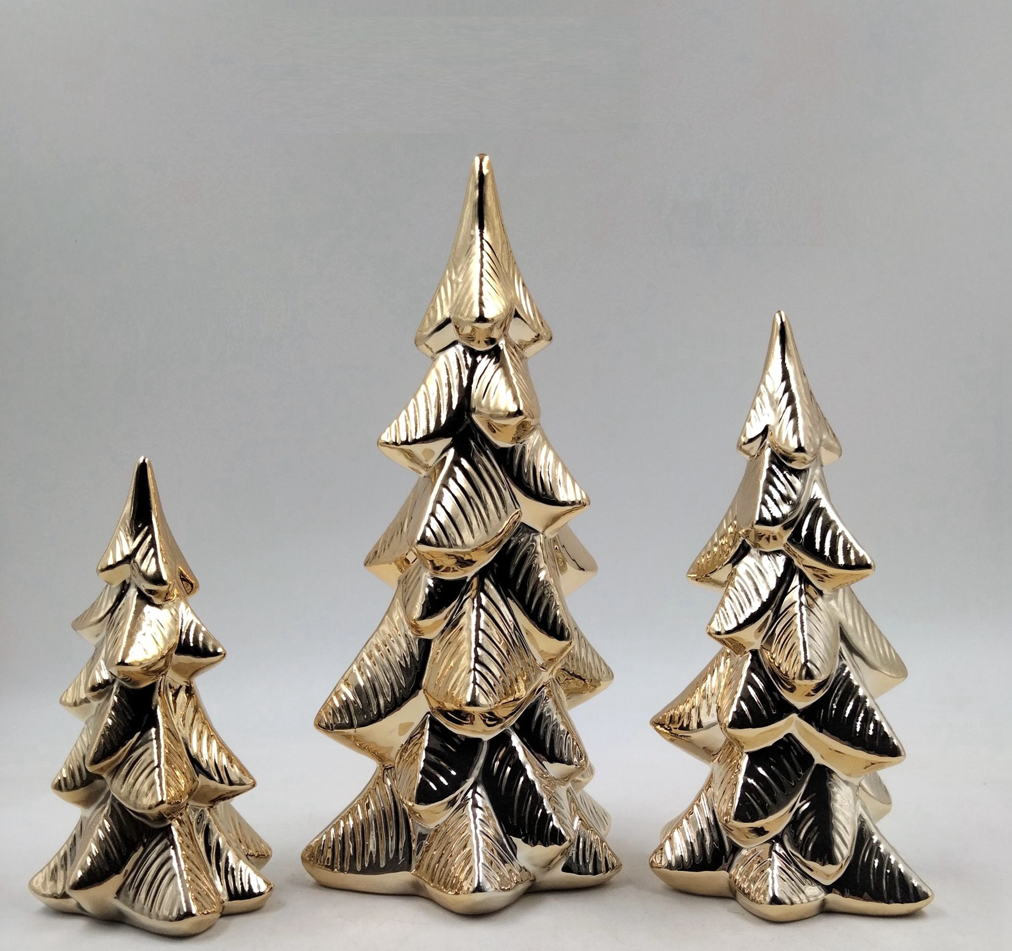 Mini-Weihnachtsbaumdekoration aus Keramik, glitzernd, goldfarben, Weihnachtsbaumdekoration, Winter-Tischdekoration 1