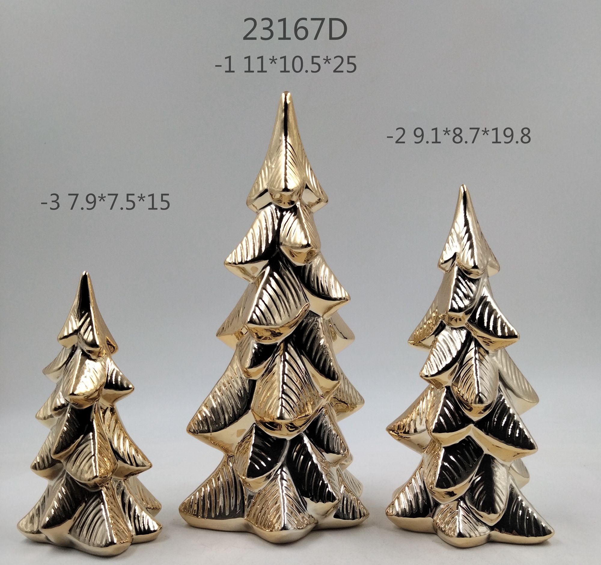 Mini-Weihnachtsbaumdekoration aus Keramik, glitzernd, goldfarben, Weihnachtsbaumdekoration, Winter-Tischdekoration 3