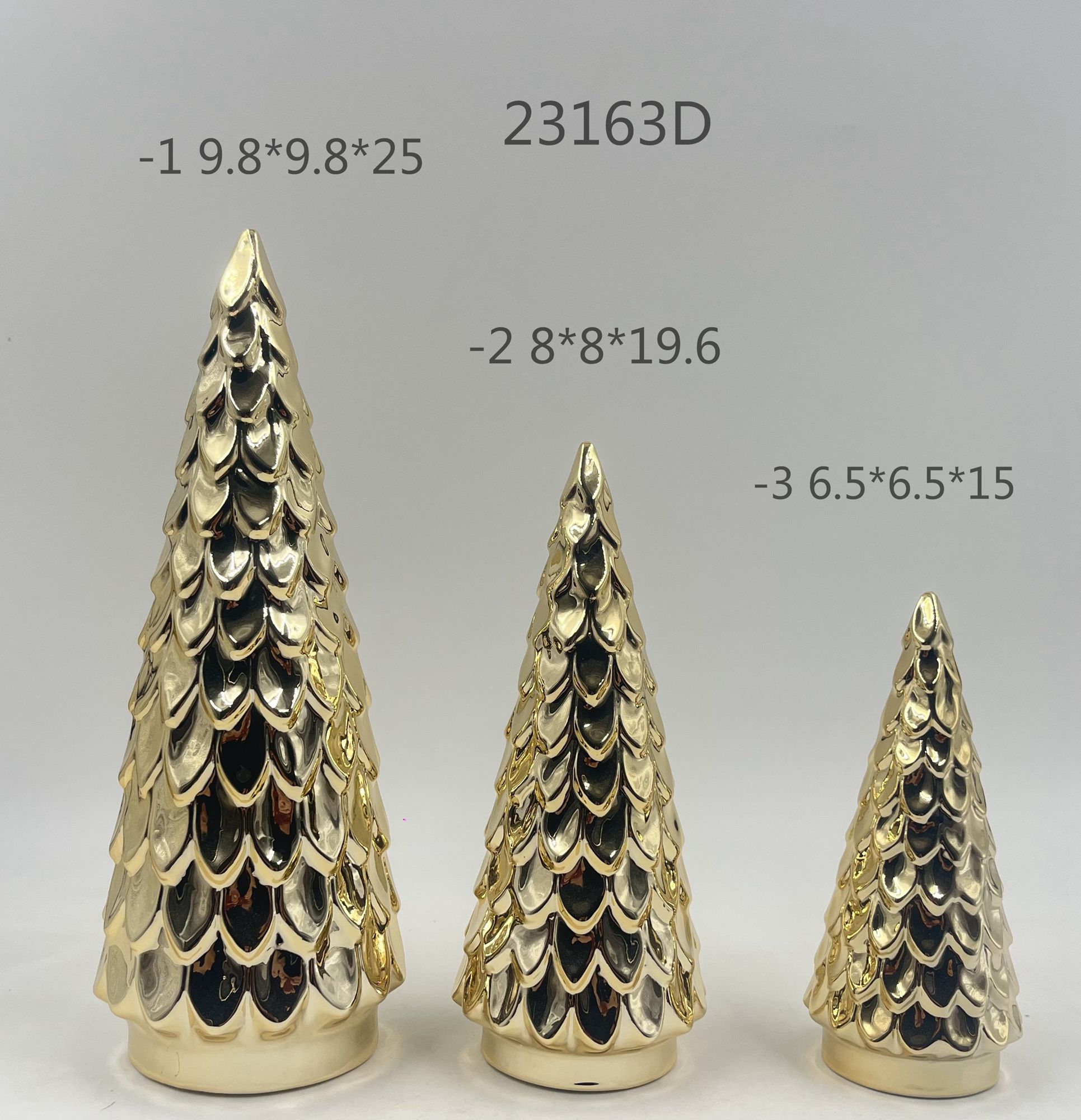 Mini-Weihnachtsbaumdekoration aus Keramik, glitzernd, goldfarben, Weihnachtsbaumdekoration, Winter-Tischdekoration 2