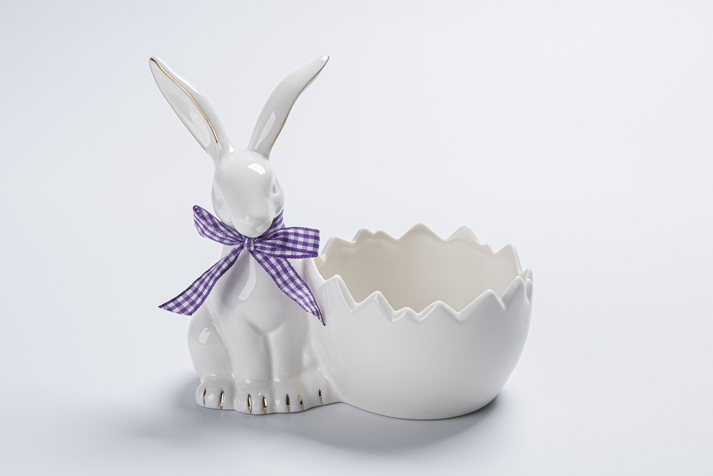 Mini figuras de conejo de cerámica, lindas esculturas en miniatura blancas para sala de estar, estilo moderno, estatua, maceta, tipo de mobiliario. 4