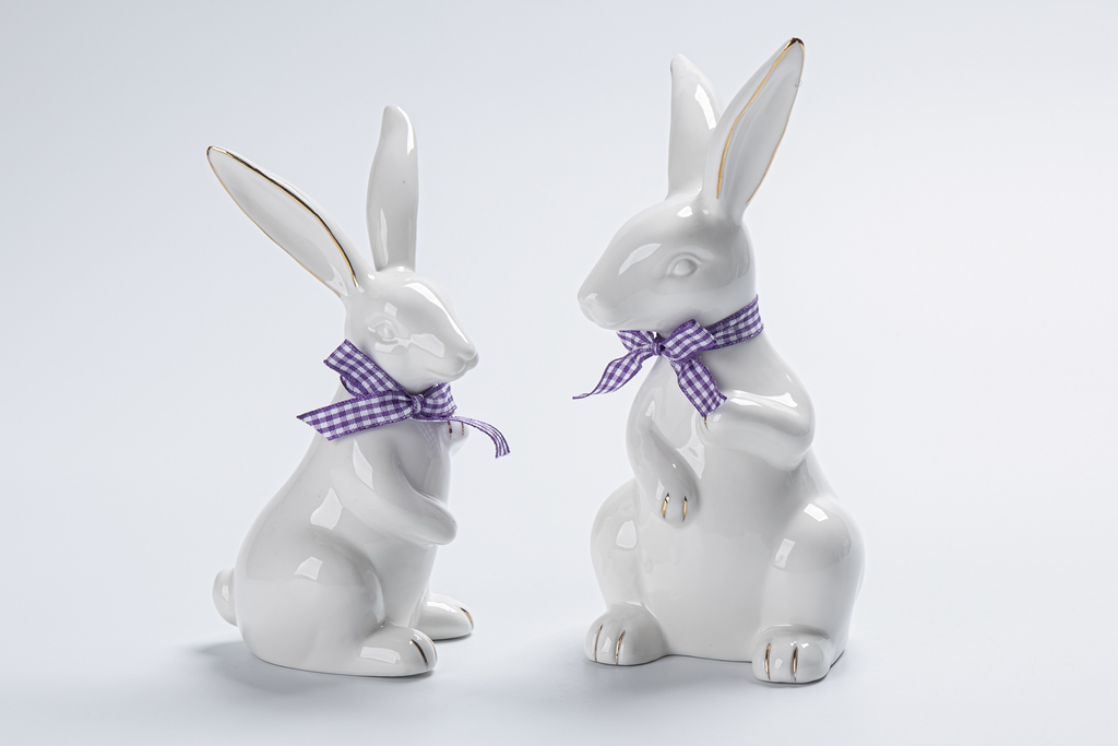 Mini figuras de conejo de cerámica, lindas esculturas en miniatura blancas para sala de estar, estilo moderno, estatua, maceta, tipo de mobiliario. 6