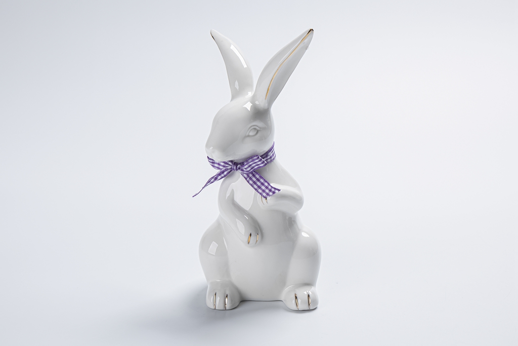 Mini figuras de conejo de cerámica, lindas esculturas en miniatura blancas para sala de estar, estilo moderno, estatua, maceta, tipo de mobiliario. 5