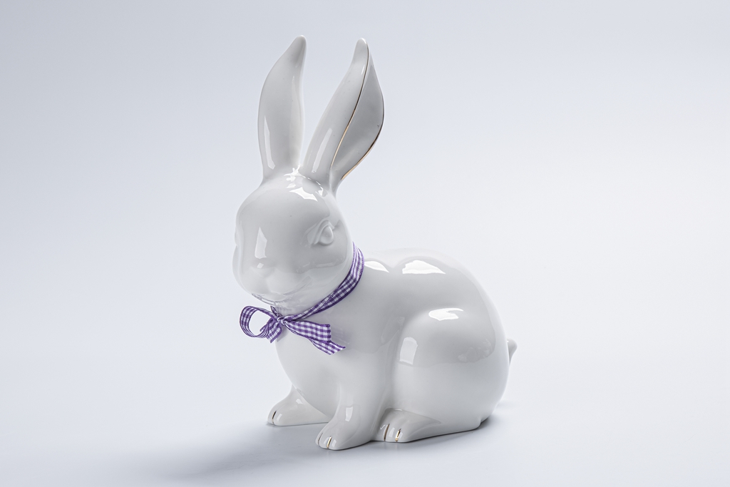 Mini figuras de conejo de cerámica, lindas esculturas en miniatura blancas para sala de estar, estilo moderno, estatua, maceta, tipo de mobiliario. 9
