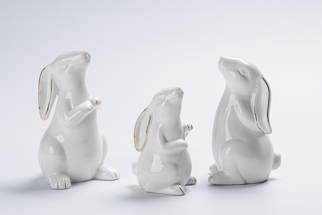 Keramik Hase Desktop Decor Niedliche Weiße Kaninchen Figuren Porzellan Schrank Hause Dekoration Statue Ornament China Tier Landschaft 5