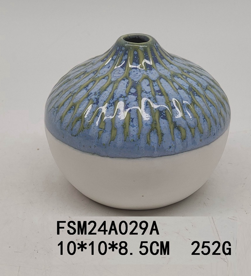 Jarrón de cerámica azul con horno retro de estilo campestre nórdico, flores secas campestres, decoración del hogar, rosas. 3