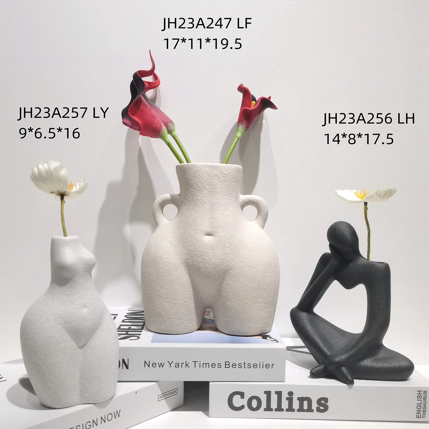 Jarrón de cerámica moderno con forma de cuerpo femenino, maceta multiusos para decoración estética de habitaciones, ideal para flores secas. 6