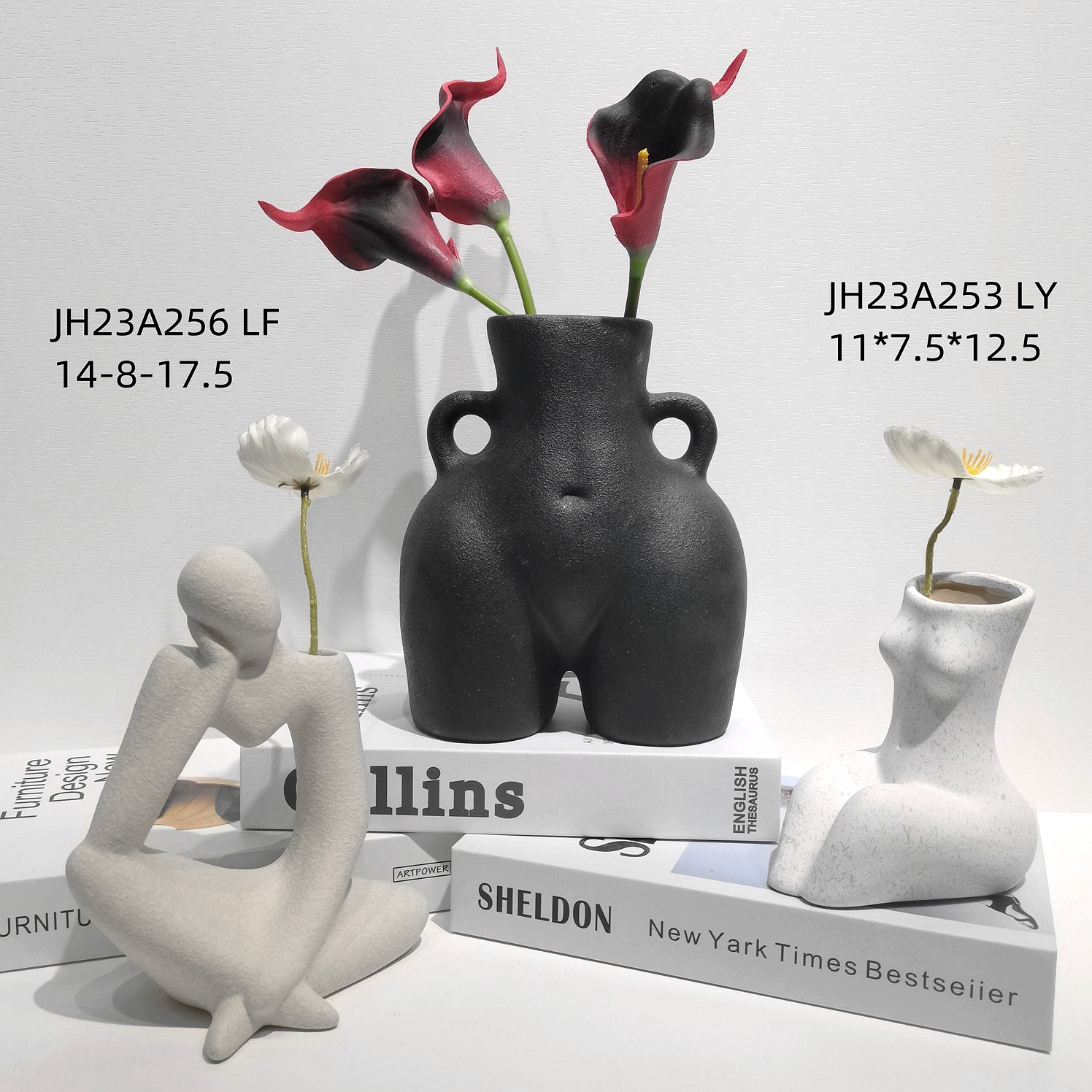 Jarrón de cerámica moderno con forma de cuerpo femenino, maceta multiusos para decoración estética de habitaciones, ideal para flores secas. 7