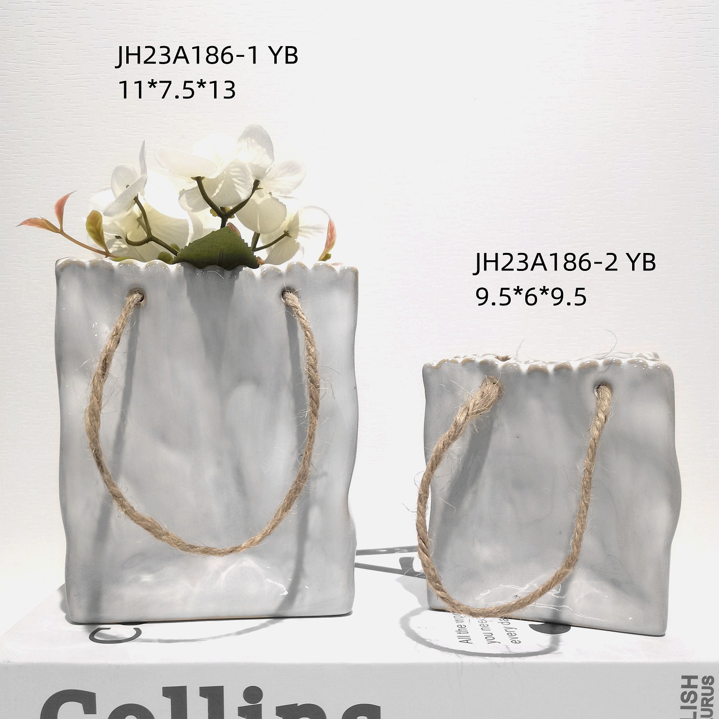 Vasen Weiß Falten Papier Tasche Keramik Dekor Wohnzimmer Blume Anordnung Blume Desktop Decor Home Decor 2