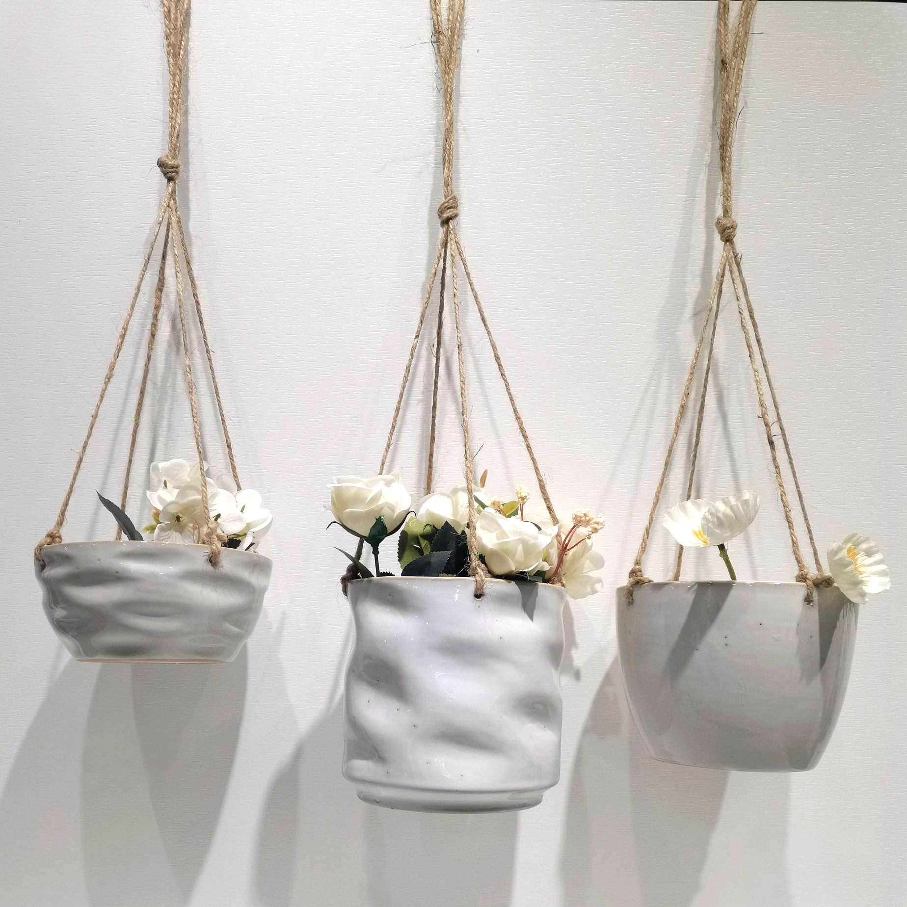 Maceta colgante de cerámica para patio, maceta colgante para plantas, cesta para sala de estar, estante, balcón, césped, estilo granja. 1