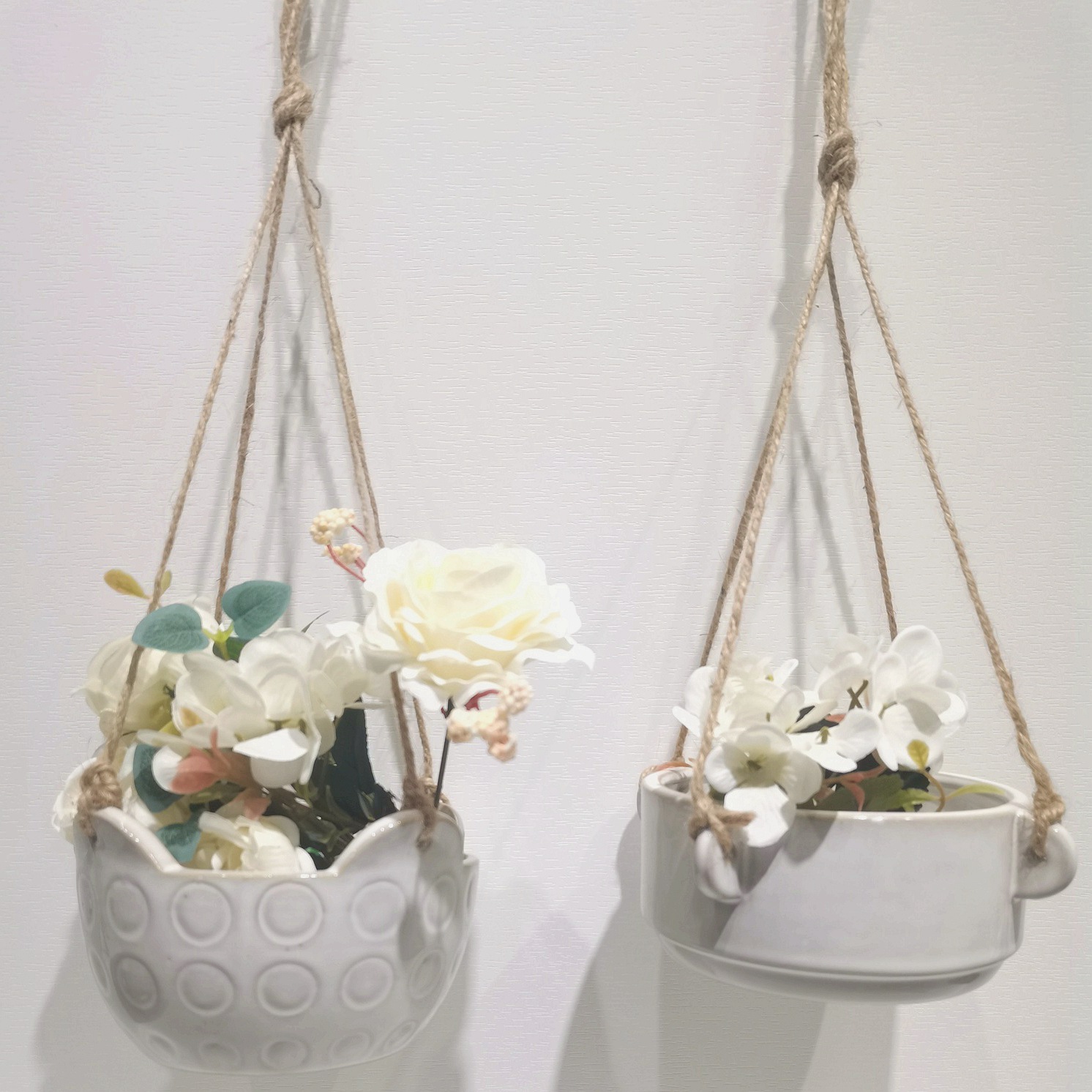 Maceta colgante de cerámica para patio, maceta colgante para plantas, cesta para sala de estar, estante, balcón, césped, estilo granja. 4