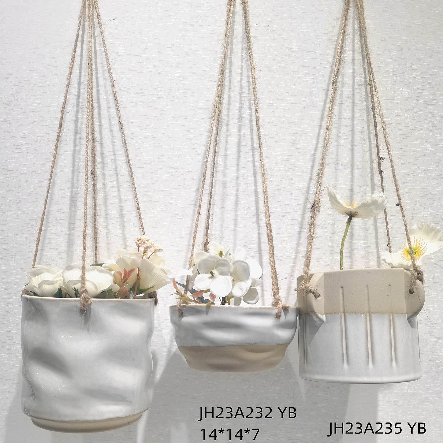 Maceta colgante de cerámica para patio, maceta colgante para plantas, cesta para sala de estar, estante, balcón, césped, estilo granja. 6