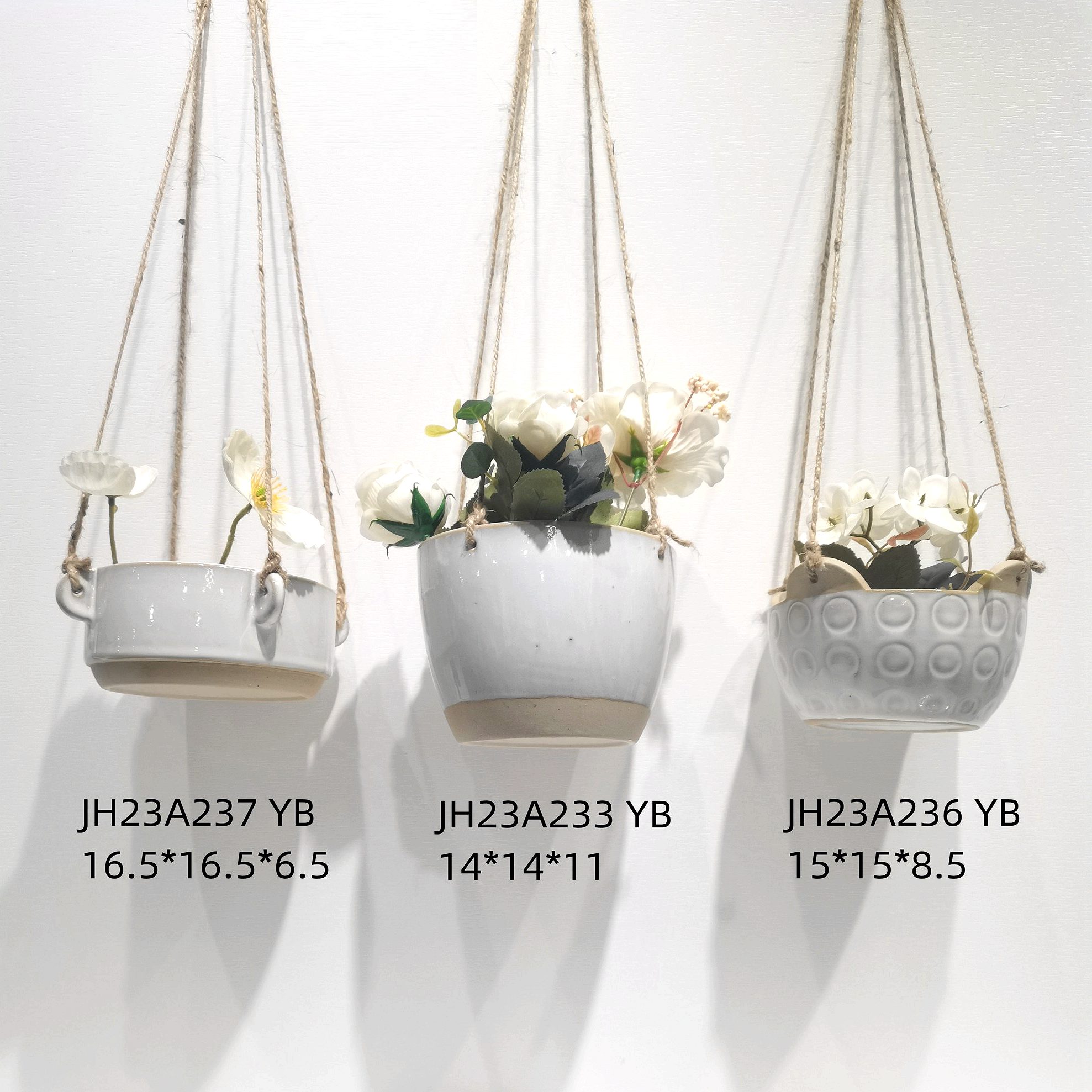 Maceta colgante de cerámica para patio, maceta colgante para plantas, cesta para sala de estar, estante, balcón, césped, estilo granja. 5