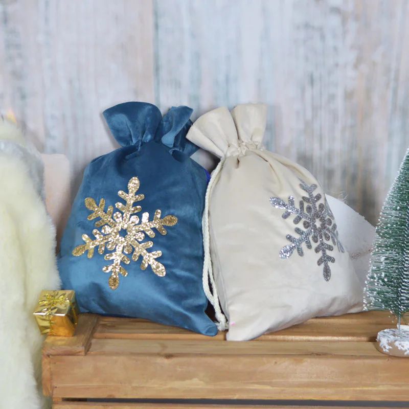 Samt Weihnachten Santa Sack Schnur Kordelzug Kinder Luxus Weihnachten Geschenk Tasche Frohe Weihnachten 1