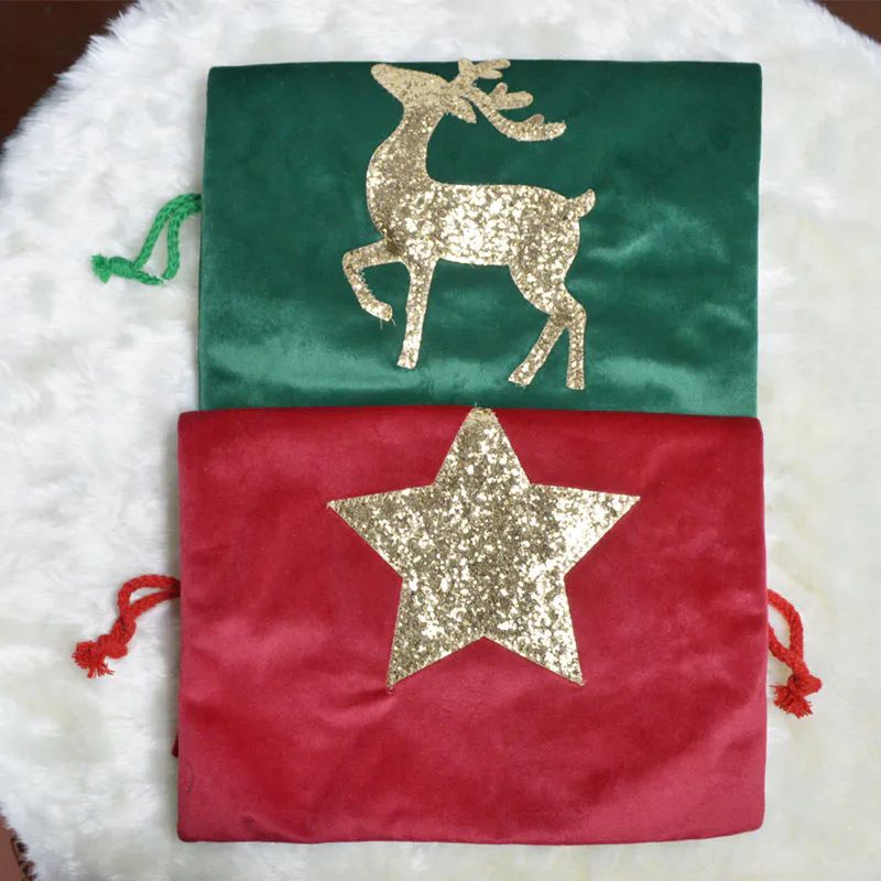 Samt Weihnachten Santa Sack Schnur Kordelzug Kinder Luxus Weihnachten Geschenk Tasche Frohe Weihnachten 3