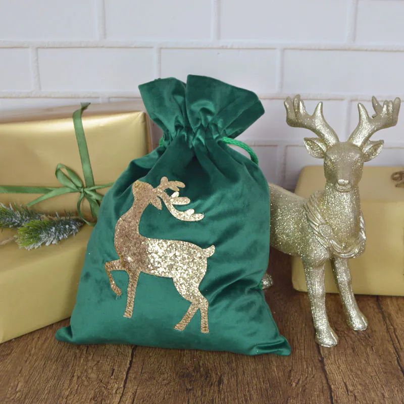 Samt Weihnachten Santa Sack Schnur Kordelzug Kinder Luxus Weihnachten Geschenk Tasche Frohe Weihnachten 7